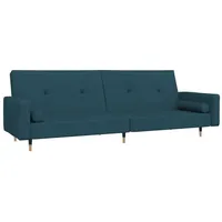 vidaXL Schlafsofa 2-Sitzer mit 2 Kissen Blau Samt