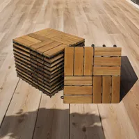 SAM 11er Set Holzfliese 02 | Akazienholz massiv + geölt | 11 Fliesen für 1m2 | 30 x 30 cm | Bodenbelag mit Drainage | Balkonfliesen/Terrassenfliesen/Klickfliesen