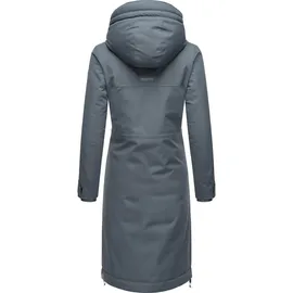Ragwear Damen Langer Wintermantel Warmer wasserdichter Parka mit Schlüsselanhänger Refutura Remake Grey Gr. 3XL - 3XL