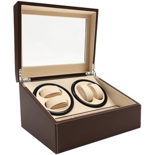 LENJKYYO Automatische Uhrenbeweger Box für 4+6 Uhren Aufbewahrungsbox aus Holz mit leisem Motor Automatikuhren Watch Winder Box für Automatikuhren Uhrendrehe