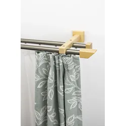 Gardinenschiene GARESA "Cubus, Quadros Innenlauf", beige (natur, chromfarben), L:330cm, Gardinenstangen, Innenlauf-Vorhanggarnitur, verlängerbar, Holz-Aluminium