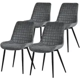 ML-Design Esszimmerstühle 4er Set Anthrazit, Sitzfläche aus Samt mit Rückenlehne,