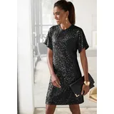 LASCANA Paillettenkleid Kleid Schwarz 40