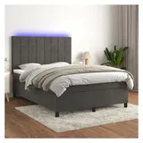 vidaXL Boxspringbett mit Matratze & LED Dunkelgrau 140x200 cm Samt