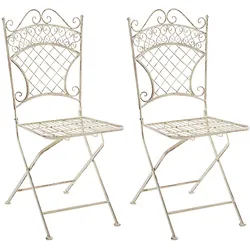 CLP 2er Set Eisen-Klappstuhl Adelar im nostalgischen Design I Klappbarer Gartenstuhl mit edlen Verzierungen I In verschiedenen Farben erhältlich