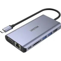 UNITEK HUB 8-w-1 USB-C 3.1; HDMI; VGA; RJ45; SD; PD 100W; D1019B