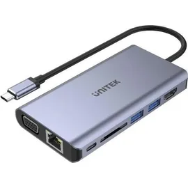 UNITEK HUB 8-w-1 USB-C 3.1; HDMI; VGA; RJ45; SD; PD 100W; D1019B