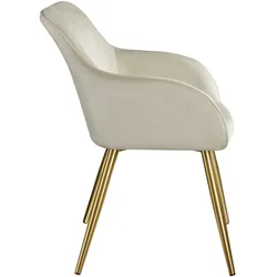 TECTAKE Esszimmerstuhl Marilyn Samtoptik, goldene Stuhlbeine  8er Set