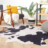 FRAAI Kuhfell - Bovine Schwarz Weiß 155x190cm - Rindsleder Teppich - Kunstfell - Polyester - Rinderfell - Tier - Stierfell - Wohnzimmer, Esszimmer, Schlafzimmer - Rug