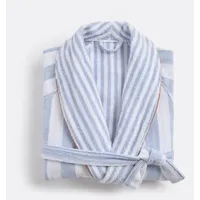 La Redoute Interieurs Bademantel Dani Mit Schalkragen, Aus Velours-frottee 400 G Blau/Weiss
