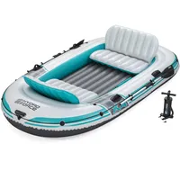 BESTWAY Hydro Force Schlauchboot-Set Adventure X4, 315 x 165 x 41,5 cm, 4 Personen, 500 kg Belastbarkeit, 3 Luftkammern, Angelrutenhalterungen, aufblasbare Sitze, Ruder, Handpumpe, Tragetasche