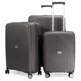 HAUPTSTADTKOFFER TXL - 3er Kofferset, TSA, Trolley-Set, 4 Rollen, Rollkoffer, EXTRA LEICHT, Reisekoffer, (S, M & L), Titan