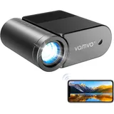 Vamvo Mini Beamer, Smart Projektor 1080P 200" Portable Filmprojektor, Außenprojektoren mit stilvollem Stromlinienförmigem Design, Kompatibel mit Telefon/Tablet/Laptop/TV Stick