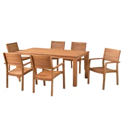 Garten-Essgruppe MERXX "»Batavia«", beige (natur, natur, natur), stapelbar, Massivholz, Sitzmöbel-Sets, moderne Landhausoptik in warmen Holznuancen
