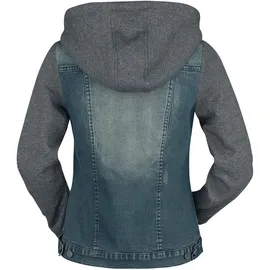 RED by EMP Damen blau-graue Jeansjacke mit abnehmbarer Kapuze M
