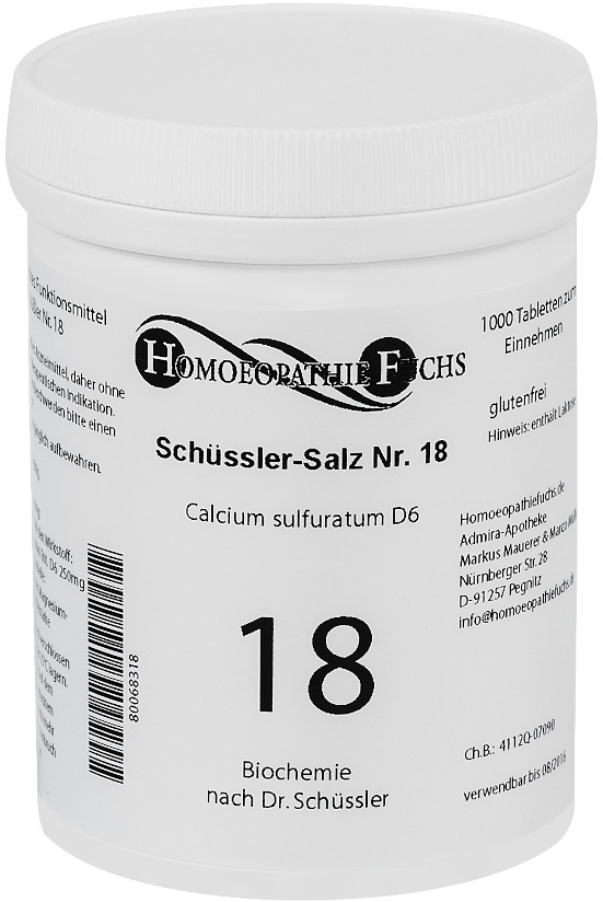 HOMOEOPATHIEFUCHS Schüssler-Salz Nummer 18 Calcium sulfuratum D6 Biochemie