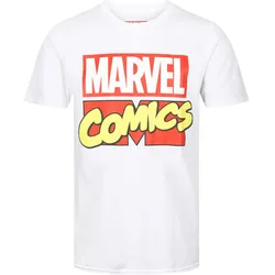 RE:COVERED X MARVEL Herren T-Shirt mit MARVEL COMICS Aufdruck Baumwoll-Shirt Kurzarm-Shirt IFMMMARV1103 Weiß - L