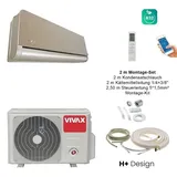 VIVAX H+ Design GOLD + 2 m Montageset Klimagerät Split Klimaanlage 3D Swing A+++