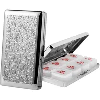 Tragbare 7-Tage-Metall-Pillendose mit 8 Fächern – ideal für unterwegs. BPA-frei. (L-Silber, Large)