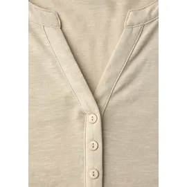 STREET ONE Tunikashirt STREET ONE, Damen, Gr. 38, beige (cotton beige), Web, 100% Baumwolle, unifarben, comfort fit normal, Rundhals, elastischer Bund, Shirts, mit 3/4 Ärmeln