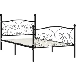 vidaXL Bettgestell mit Lattenrost Schwarz Metall 100 × 200 cm