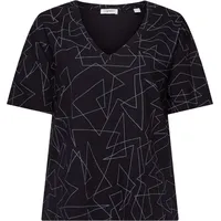 Esprit V-Kragen Blusenshirt mit Alloverprint, Schwarz M