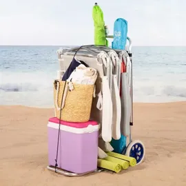 Aktive 62683 Faltbarer Strandwagen Mit Großen Rädern 47x75x104 Cm - Blue / Grey - One Size
