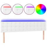vidaXL LED Kopfteil Weiß 180x5x78/88 cm Kunstleder