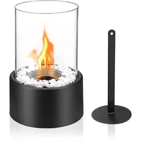 XMTECH Bioethanol Tischkamin Tischfeuer mit Deko Klein Steinen, Tragbarer Feuerschale Tischfeuer sauber brennender Bio Ethanol Kamin für Outdoor Indoor Balkon Garten Deko Rund, Type A