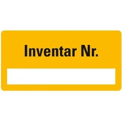 Inventaretikett Inventar Nr., einzeilig, gelb, Dokumentenfolie, 40x20mm, 16/Bogen
