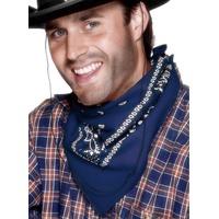 Smiffys Kostüm Cowboy Bandana blau, Angenehmes Baumwoll-Halstuch mit Wild-West Charme blau