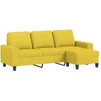 vidaXL 3-Sitzer-Sofa mit Hocker Hellgelb 180 cm Stoff