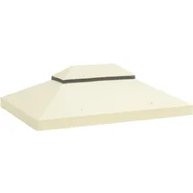 Outsunny Ersatzdach für Pavillon 3 x 4m, wasserdicht PVC Beschichtung Pavillondach, Doppeldach Ersatzbezug für Gartenpavillon, Ersatzteile aus Oxford-Stoff, 370 g/m2, Cremeweiß