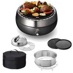 BBQ2Go Starter-Set Holzkohlegrill mit Tasche  Erhöhungsring, Plancha und Deckel