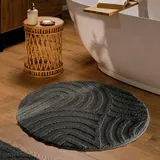 Wecon Home Badteppich Fiete – Hoch-Tief-Struktur, waschbar 30°C, rutschhemmend (80 cm rund, anthrazit grau)