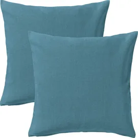 Erwin Müller Kissenhülle London 2er-Pack Baumwolle türkis Größe 40x40 cm
