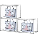 NUODWELL Schuhbox 3er Transparente stapelbare Kunststoffbox mit magnetischem Verschluss, Handtaschen Aufbewahrung Organizer, Staubdichte, 36x22x28cm