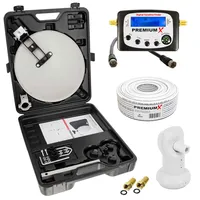 PremiumX Camping Satelliten-Anlage Satellitenschüssel SAT TV Signalfinder Single LNB