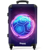 NoBoringSuitcases.com Kinderkoffer, Kinder Koffer, Koffer Groß, Koffer Kinder, TSA Schloss, Trolley Kinder, Großer Koffer, Suitcase, Koffer Mittelgroß (Neon Fußball - Blau, 67 cm - 72 L)