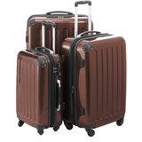 HAUPTSTADTKOFFER Alex - 3er Kofferset, TSA, Trolley-Set, Rollkoffer, Reisekoffer, (S, M & L), Braun