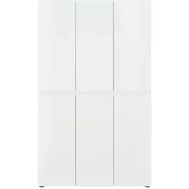 home24 Schuhschrank 120 x 200 x 34 cm hochglänzend / weiß