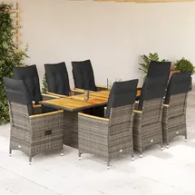 vidaXL Garten-Essgruppe 9-tlg. Grau