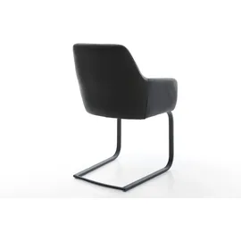 DeLife Freischwinger Pejo-Flex Echt-Leder Schwarz Freischwinger flach Schwarz Taschenfederkern
