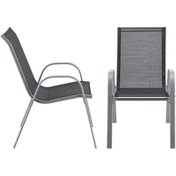 UAC Gartenstühle 2er Set Outdoor-Stuhl Gartenstuhl 90x54x70cm Wetterfest Stapelbar PVC Polyester Schwarz