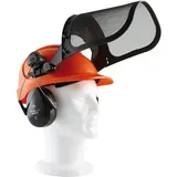 Forsthelm singer orange / Anti-Lärm-Schalenhelm / Visierhalter / Gittervisier - HGCF01