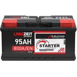 LANGZEIT Autobatterie 95AH 12V Batterie 30% mehr Startleistung ersetzt 100Ah 88Ah 90Ah 92Ah