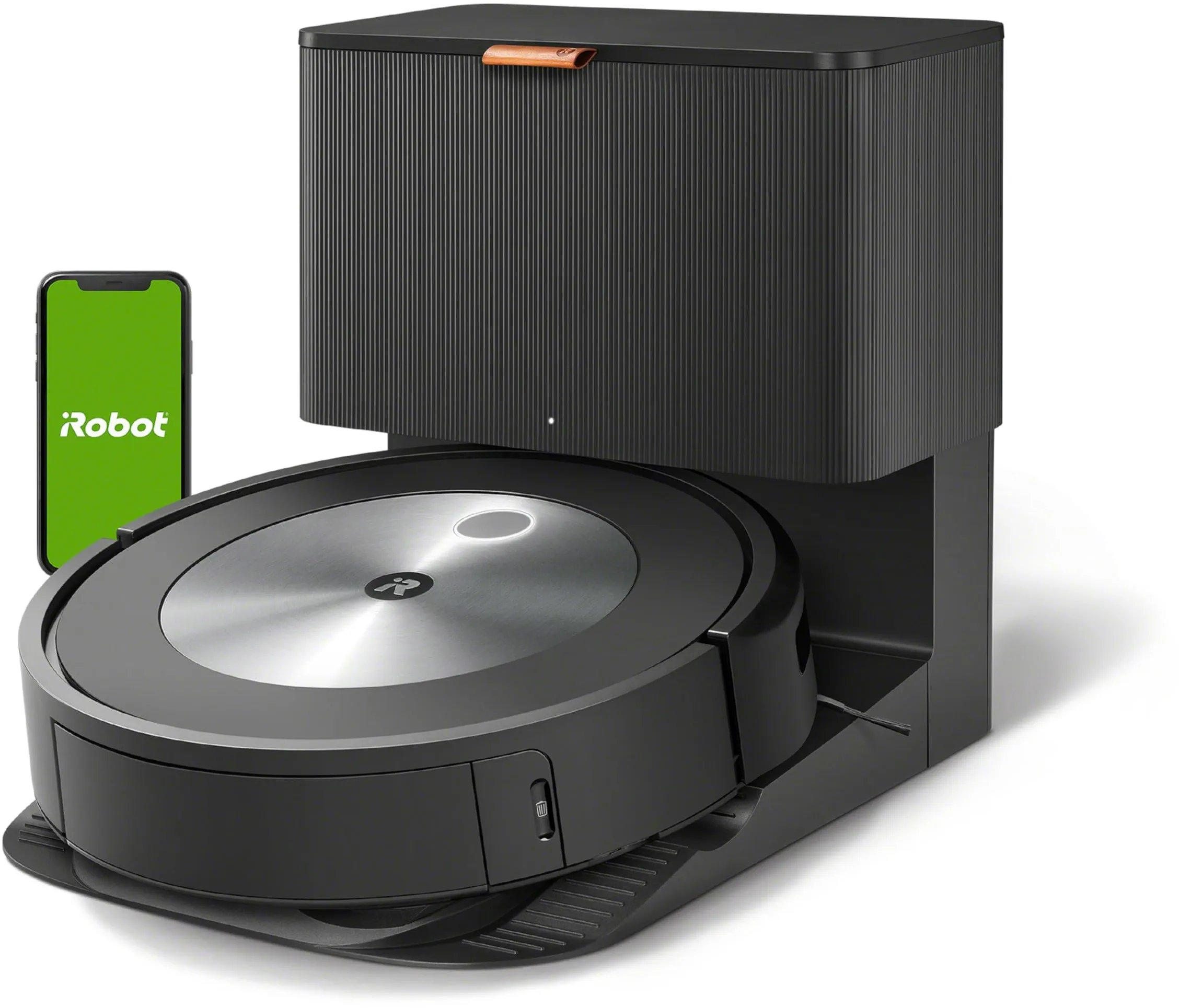 iRobot® Roomba® j7+ WLAN-fähiger Saugroboter mit automatischer Absaugstation, Kartierung und Zwei Gummibürsten für alle Böden -Objekterkennung und -vermeidung - Lernt und kartiert