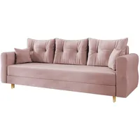 Mirjan24 Schlafsofa, Rosa, Textil, 3-Sitzer, Rechteckig, 231x85x77 cm, Wohnzimmer,