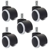 5er-Set Universalrollen HWC-L92, Bürostuhl-Rollen Stuhlrollen Möbelrolle Hartbodenrollen, Ø 11mm - Grau