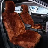 1 Stück Sitzbezüge Auto, Plüsch Autositzbezug,Faux Lammfell Auto Sitzauflage, Universal Autositzschoner mit Rückenlehne, für Autositz, Bürostuhl und Alle Stühle (140x55 cm,Braun)